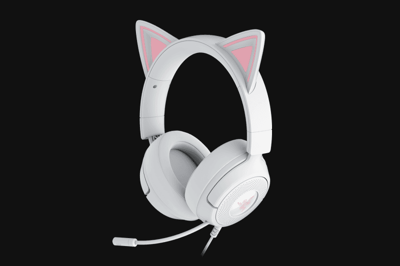 Casti Razer Kraken Kitty V3 X, frecventa raspuns 20 Hz – 28 kHz, sensibilitate 98 dBSPL / mW at 1 kHz by HATS si microfon unidirectional, sensibilitate microfon -42 ± 3 dBV / Pa, 1 kHz, alb