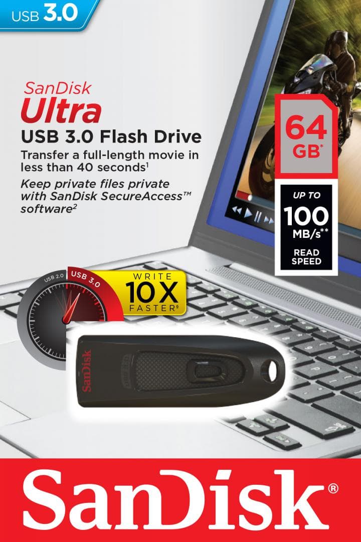 Memorie USB Flash Drive SanDisk Ultra, 64GB, USB 3.0