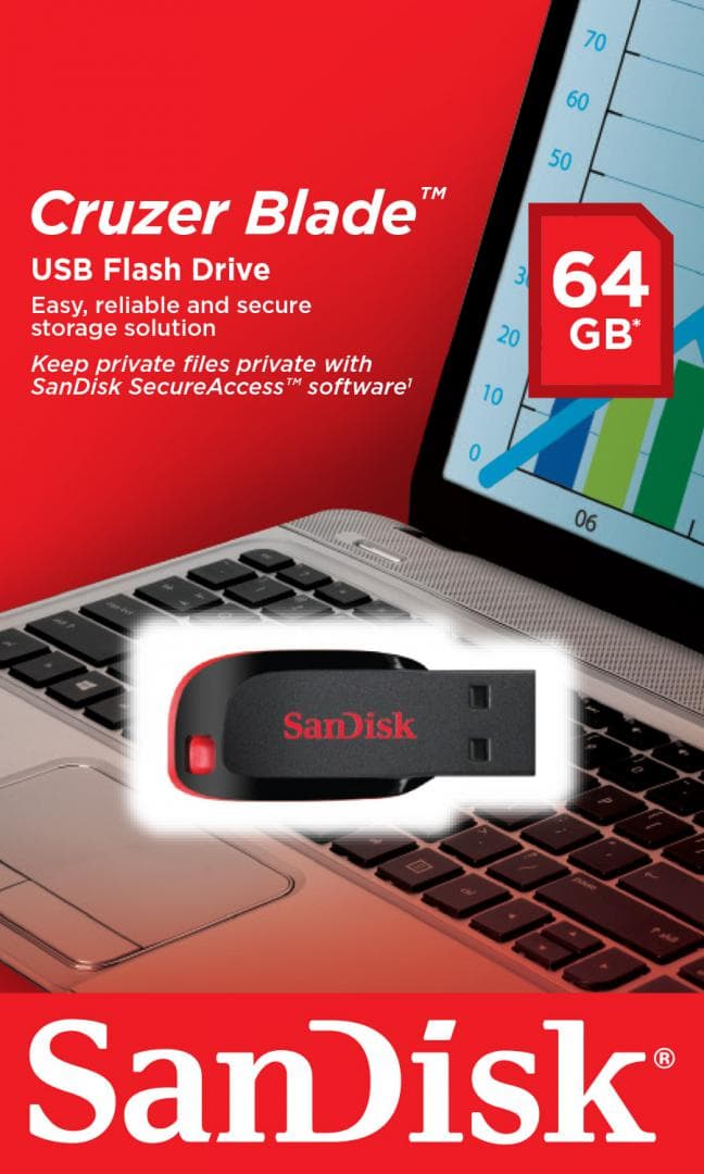 Memorie USB Flash Drive SanDisk Cruzer Blade, 64 GB, USB 2.0