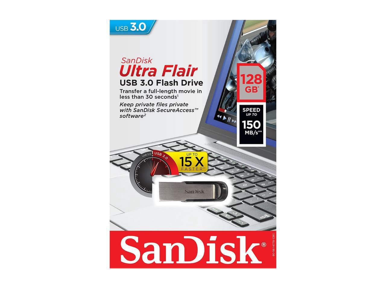 Memorie USB Flash Drive SanDisk Ultra Flair, 128GB, USB 3.0