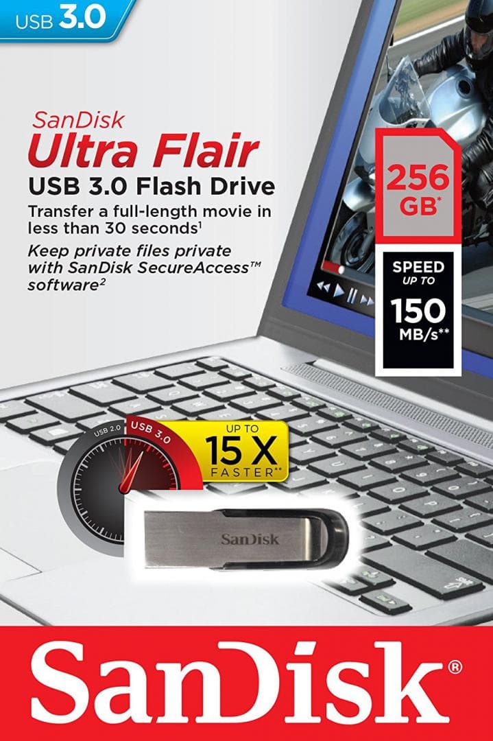 Memorie USB Flash Drive SanDisk Ultra Flair, 256GB, USB 3.0
