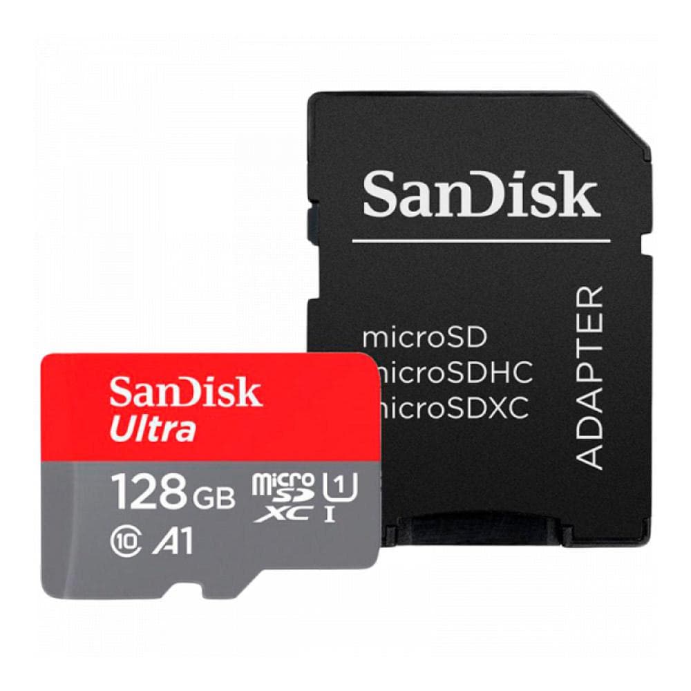 Card de Memorie MicroSDXC SanDisk Ultra, 128GB, Clasa 10, R/W speed: up to 100MB/s/, 90MB/s, include adaptor SD (pentru telefon)