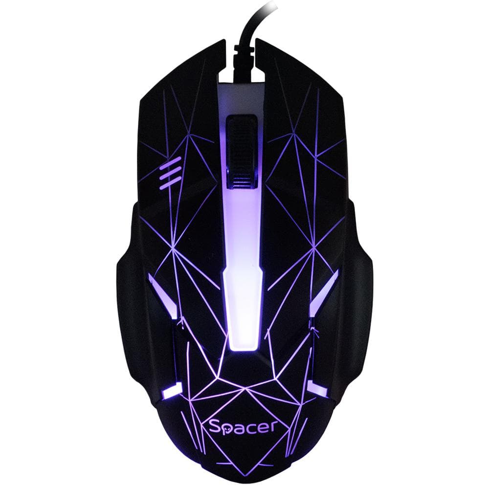 KIT Gaming Tastatura si Mouse Spacer SP-GK-01 cu fir, USB, tastatura RGB rainbow + mouse optic 7 culori, black