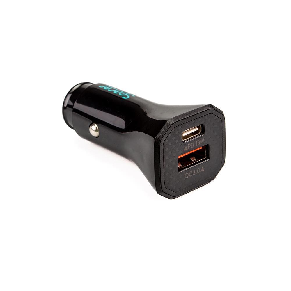 Incarcator auto Spacer Fast Charge 12W, 5V/2.4A max, putere 12W, 1 x USB + 1 x USB Type-C, pt. bricheta auto, negru