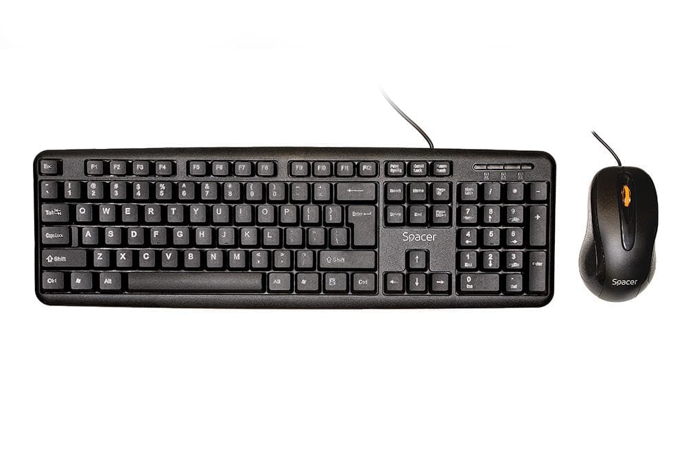 KIT Tastatura si Mouse Spacer SPDS-S6201 cu fir, USB, tastatura „SPKB- S62" + mouse optic „SPMO-F01", black, „SPDS-S6201”