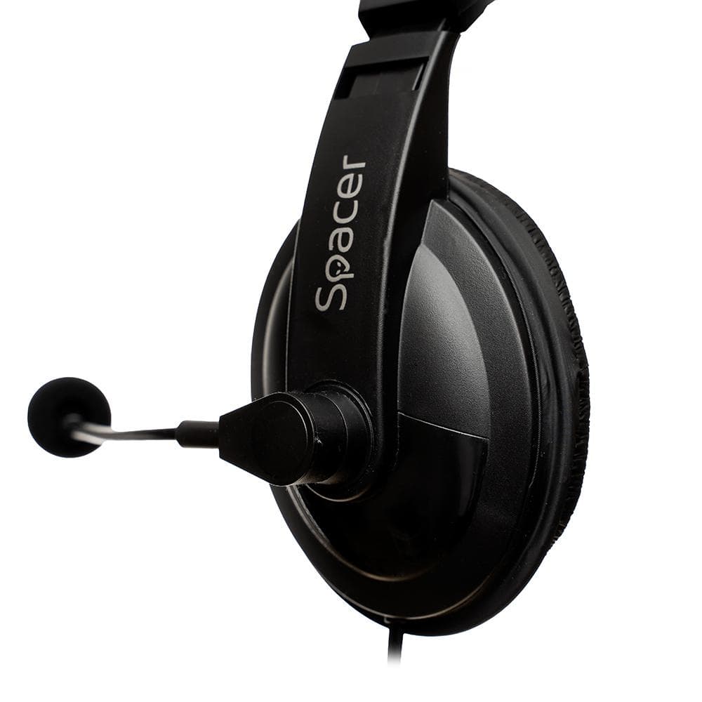Casti cu micr. Spacer, cu fir, multimedia, 2x Jack 3.mm, microfon pe brat, driver 40mm, 20Hz-20000Hz, 2m, negru