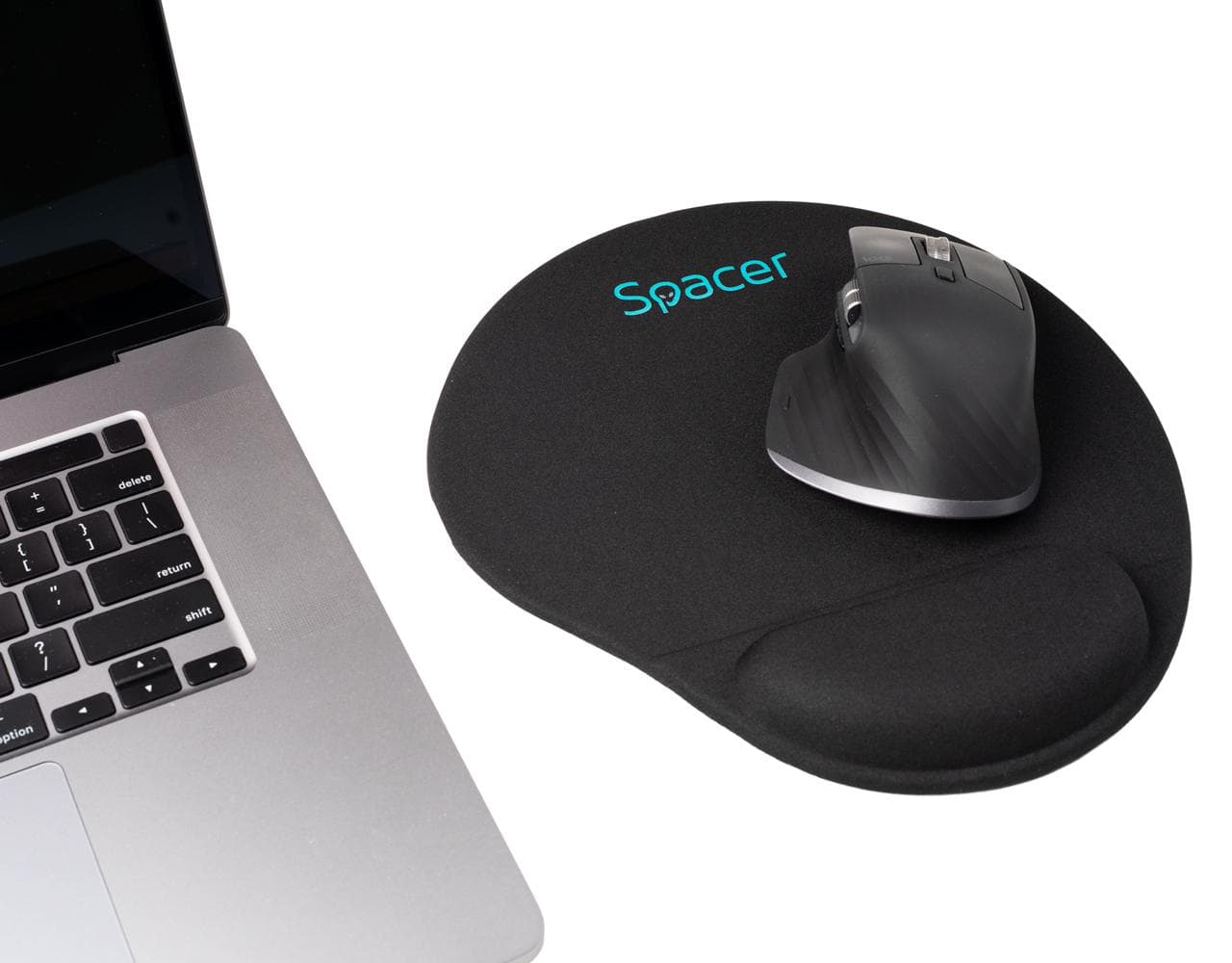 Mousepad Spacer, suport incheietura cu gel, cauciuc si material textil, 240 x 220 mm, negru