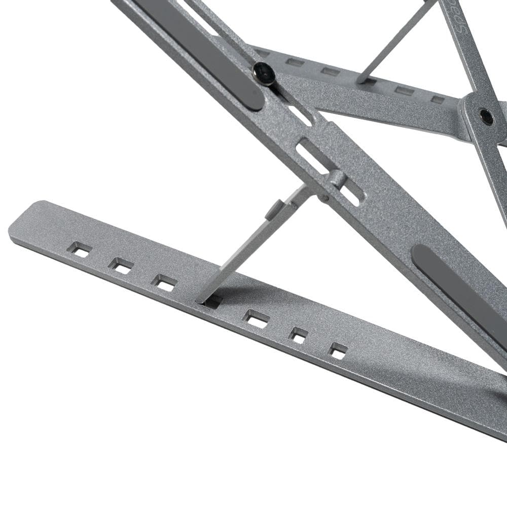 Stand Notebook Spacer 15.6″, aluminiu, pliabil si ajustabil, 7 trepte de inaltime, husa de transport, gri