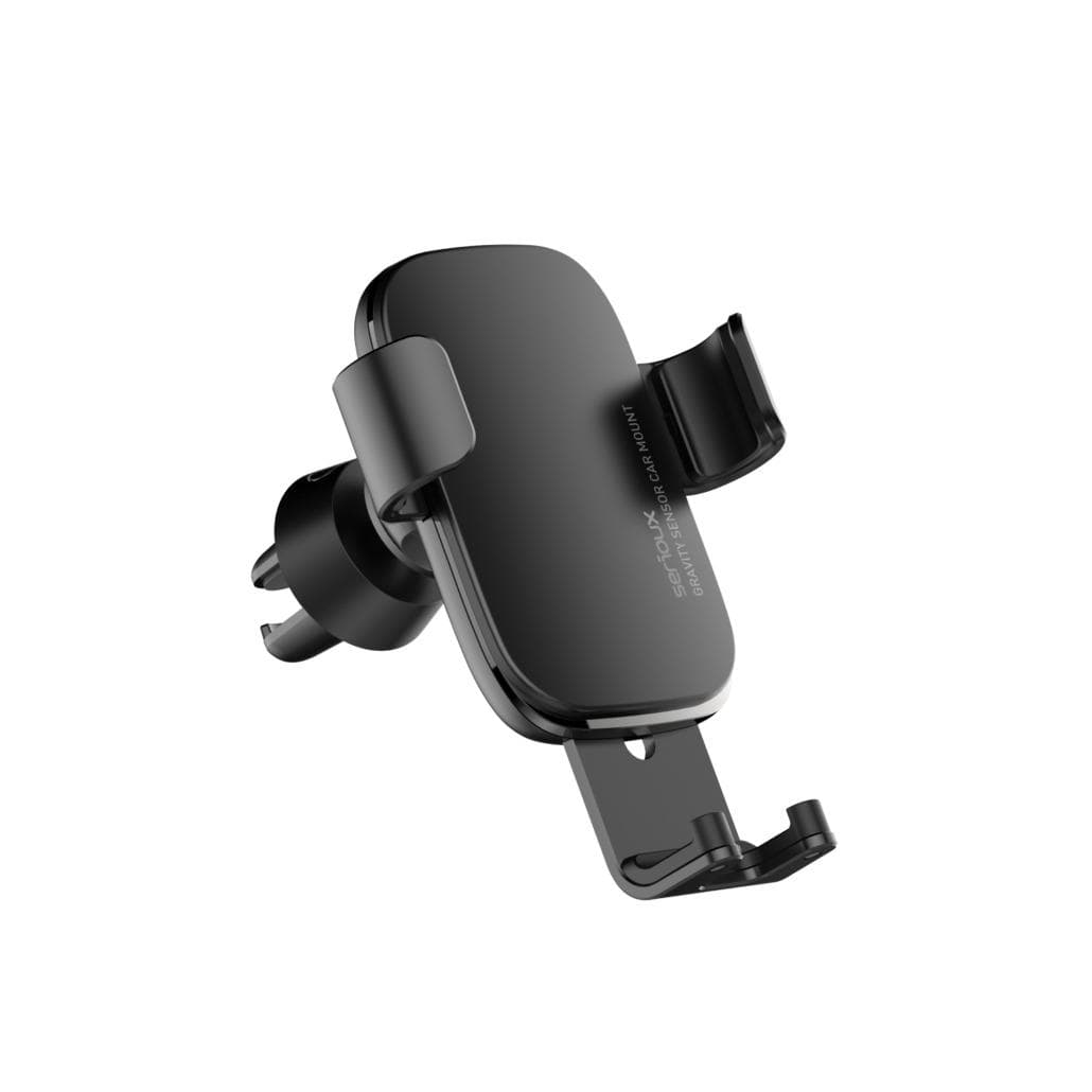 Suport auto telefon Gravity Serioux CH03, Material: ABS+ aluminium, mod de instalare: tip cataramă, poziție de fixare: aerisire, culoare: negru, potrivit pentru: telefon mobil