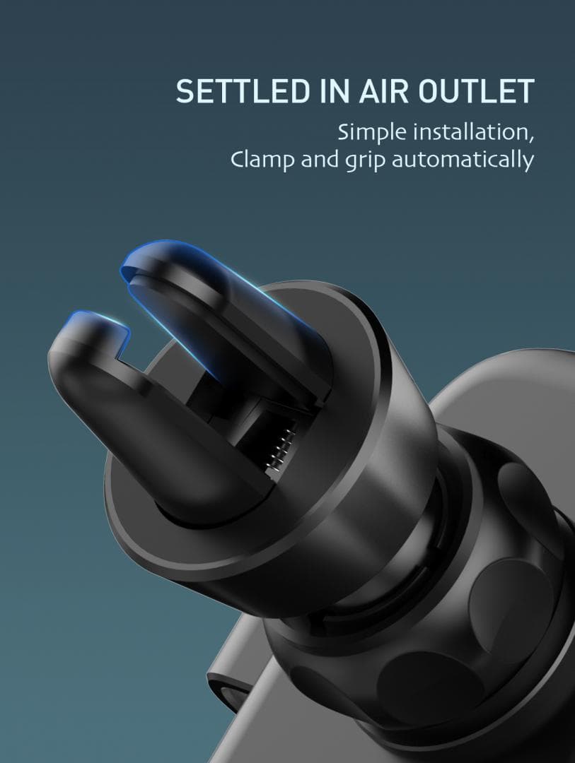 Suport auto telefon Gravity Serioux CH03, Material: ABS+ aluminium, mod de instalare: tip cataramă, poziție de fixare: aerisire, culoare: negru, potrivit pentru: telefon mobil