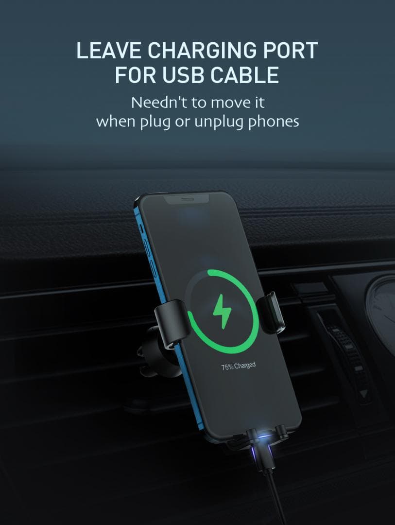 Suport auto telefon Gravity Serioux CH03, Material: ABS+ aluminium, mod de instalare: tip cataramă, poziție de fixare: aerisire, culoare: negru, potrivit pentru: telefon mobil