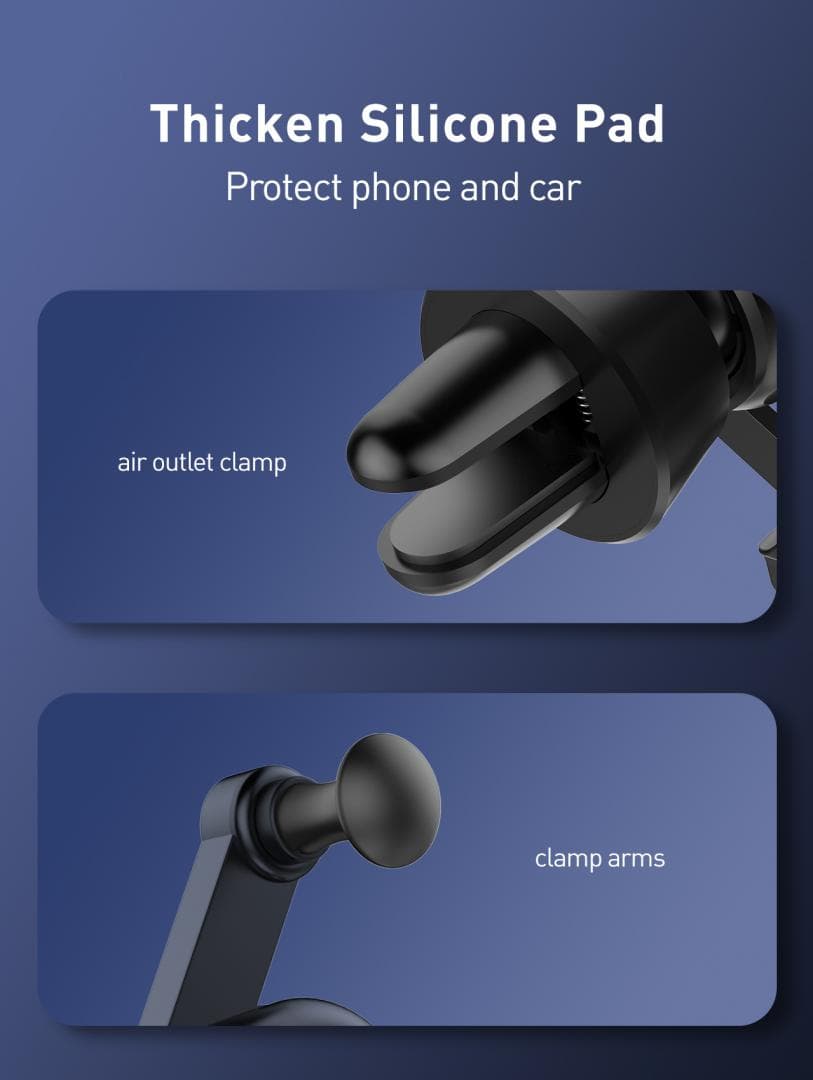 Suport auto telefon Gravity Serioux CH04,  Material: ABS, Mod de instalare: tip cataramă, poziție fixă: aerisire, culoare: negru, potrivit pentru: telefon mobil