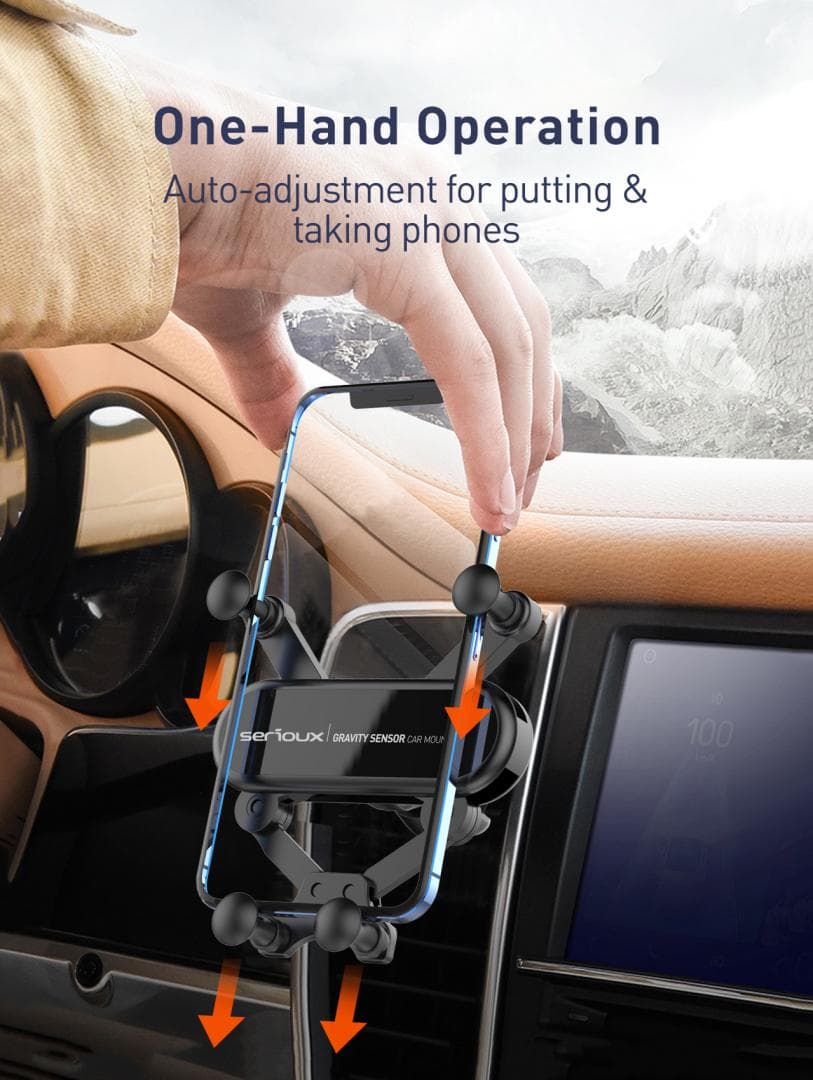 Suport auto telefon Gravity Serioux CH04,  Material: ABS, Mod de instalare: tip cataramă, poziție fixă: aerisire, culoare: negru, potrivit pentru: telefon mobil