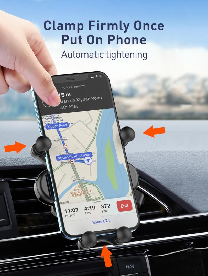 Suport auto telefon Gravity Serioux CH04,  Material: ABS, Mod de instalare: tip cataramă, poziție fixă: aerisire, culoare: negru, potrivit pentru: telefon mobil