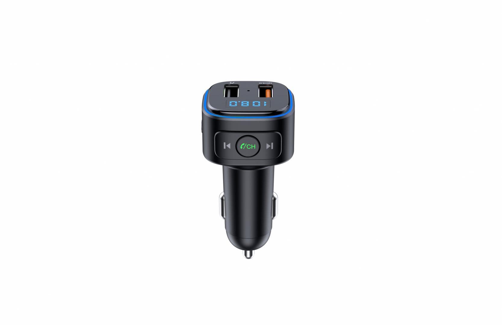 Modulator FM Serioux ABFM46, Bluetooth 5.0 , raza actiune de până la 5 m, voltaj intrare: 1x DC 12V/24V, 2 porturi USB: 1 X USB QC3.0 1 x USB audio (pana la 32 GB), format muzica: MP3/WMA/WAV, frecvența FM: 87.5MHz - 108.0MHZ , microfon incorporat, functii:răspunde/respinge/handsfree/reapelare