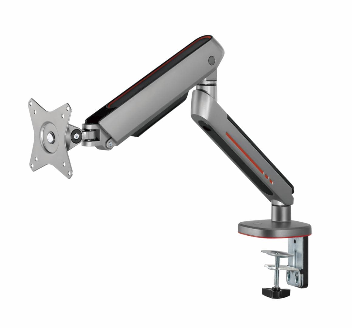 Brat pentru monitor, Material: Oțel, Aluminiu, Plastic, Suprafață finisaj : acoperire cu Pulbere, Culoare: Alb Texturat Fin, Gri Spațial, Dimensiune compatibila ecran: 27"-45", tehnologie arc, Greutate maxima (pe ecran): 5~14 kg, Greutate maxima pentru ecran curbat (pe ecran): 5~12 kg