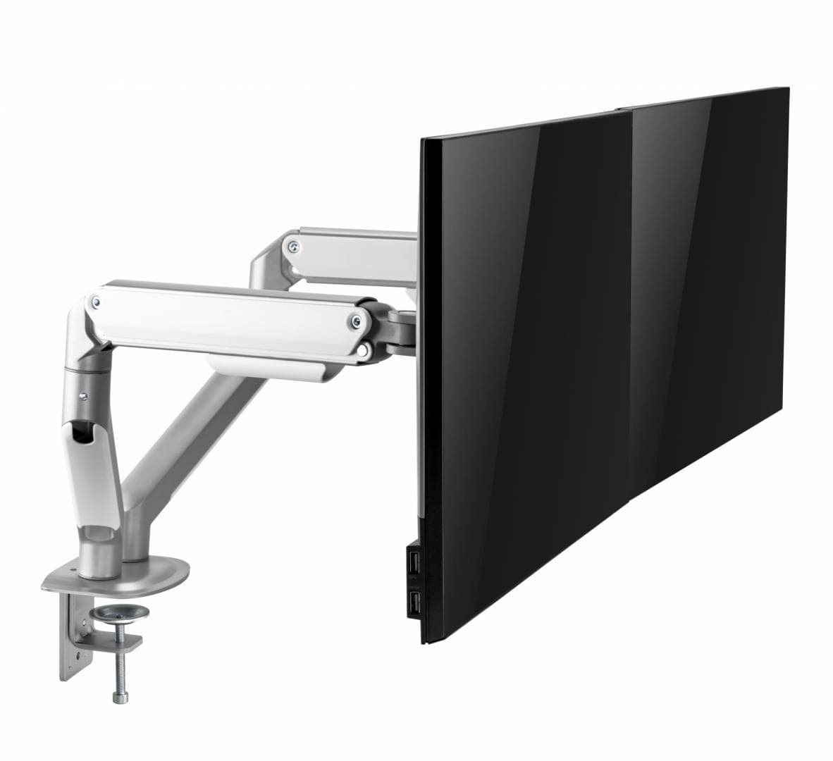 Suport 2 monitoare Serioux MM63-C024, arc cu gaz, compatibilitate dimensiune ecran 17"-32",  greutate maximă suportata: (per ecran): 2~ 9kg, VESA: 75x75, 100x100, inclinare: +55°~-55°, pivotare: +90°~-90°, rotația ecranului: +180°~-180°