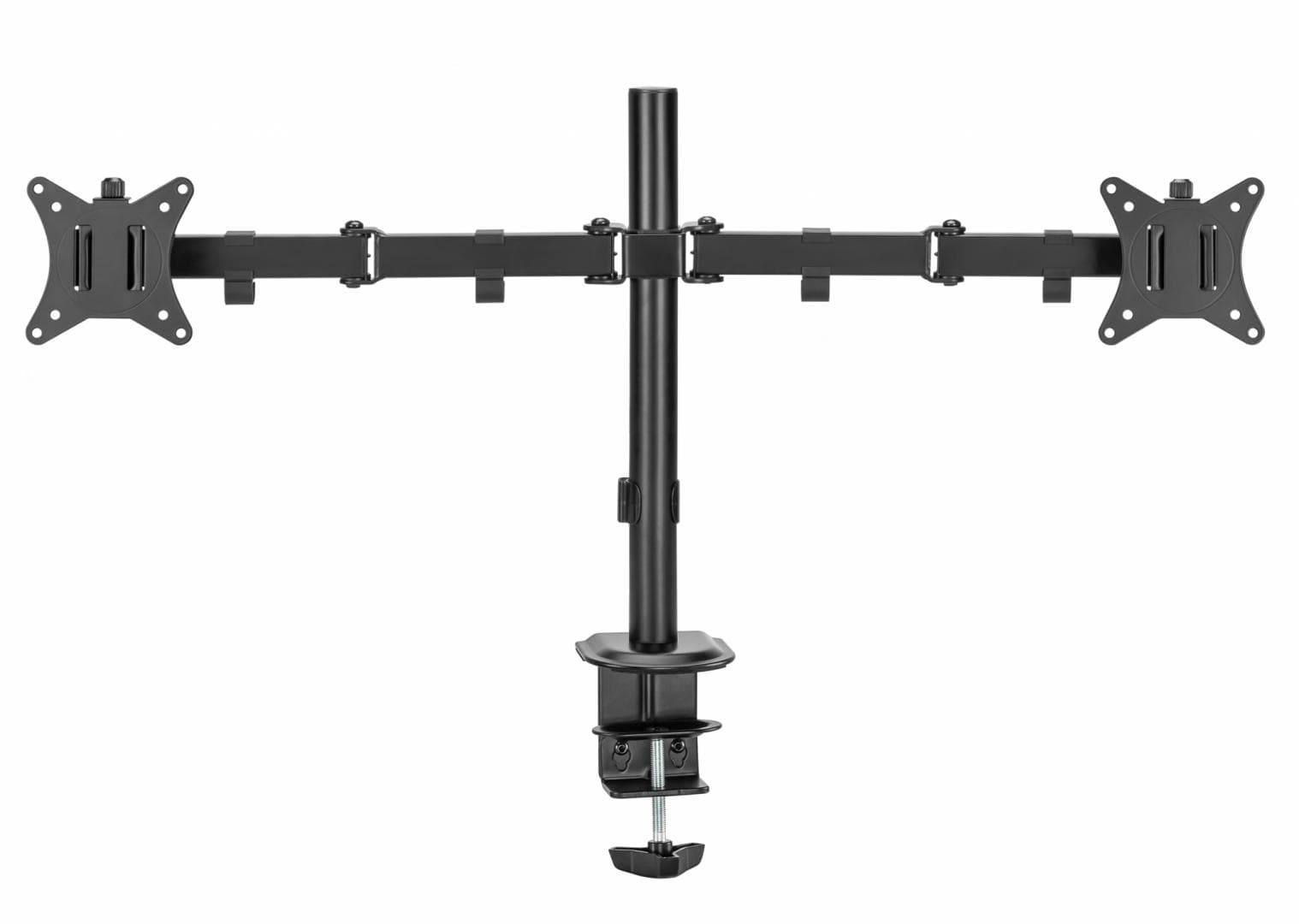 Suport 2 monitoare SeriouxMM66-C024, brat articulat monitor, compatibilitate dimensiune ecran 17"-32",  greutate maximă suportata: (per ecran): 9kg, VESA: 75x75, 100x100, inclinare: +45°~-45°, pivotare: +90°~-90°, rotația ecranului: + 180°~-180°, instalare: clemă, grommet