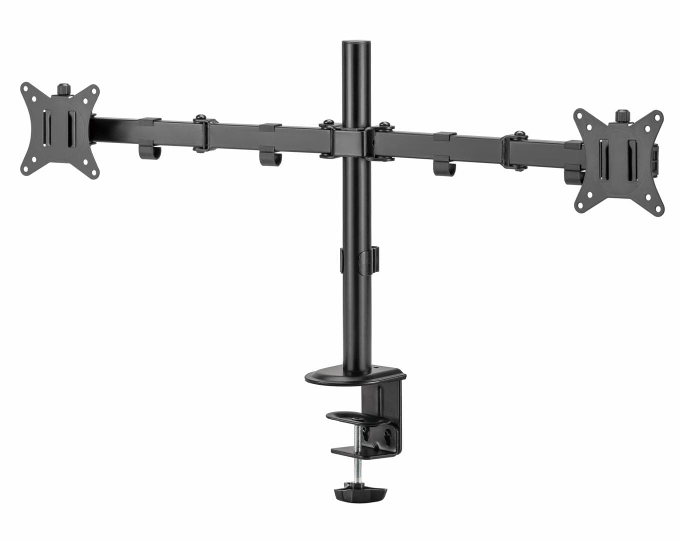 Suport 2 monitoare SeriouxMM66-C024, brat articulat monitor, compatibilitate dimensiune ecran 17"-32",  greutate maximă suportata: (per ecran): 9kg, VESA: 75x75, 100x100, inclinare: +45°~-45°, pivotare: +90°~-90°, rotația ecranului: + 180°~-180°, instalare: clemă, grommet