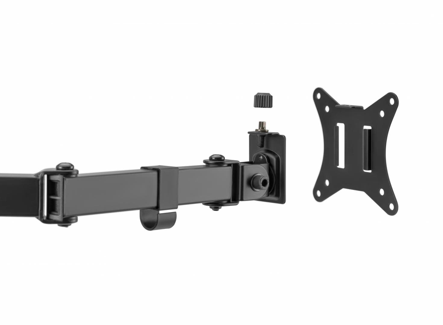 Suport 2 monitoare SeriouxMM66-C024, brat articulat monitor, compatibilitate dimensiune ecran 17"-32",  greutate maximă suportata: (per ecran): 9kg, VESA: 75x75, 100x100, inclinare: +45°~-45°, pivotare: +90°~-90°, rotația ecranului: + 180°~-180°, instalare: clemă, grommet