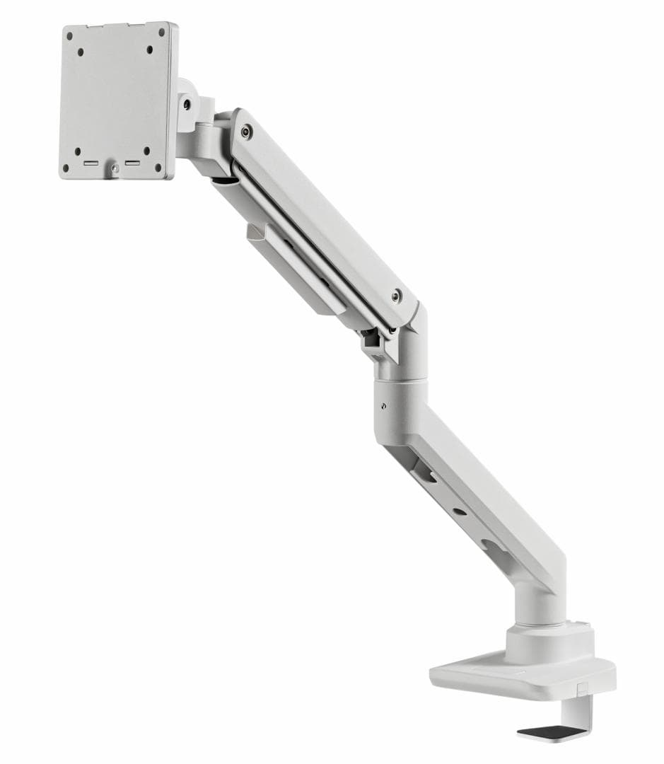 Suport monitor Serioux MM69-C012, compatibilitate  dimensiune ecran 17"-49", arc cu gaz, greutate maximă suportata: (per ecran): 2~20 kg, VESA: 75x75, 100x100, inclinare: +50°~-20°, pivotare: +90°~-90°, rotația ecranului: +180°~-180°, instalare: clemă, grommet,alb