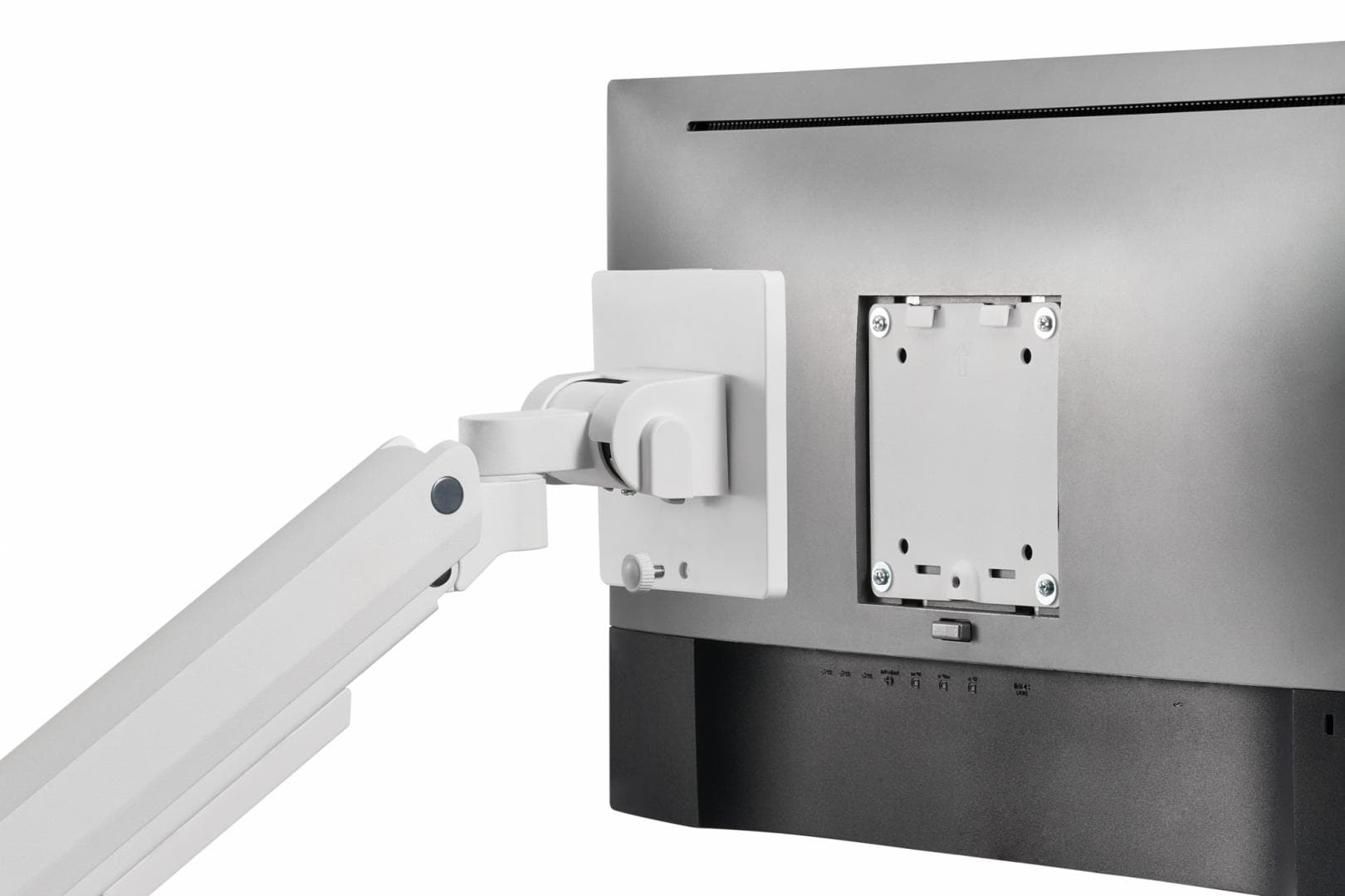 Suport monitor Serioux MM69-C012, compatibilitate  dimensiune ecran 17"-49", arc cu gaz, greutate maximă suportata: (per ecran): 2~20 kg, VESA: 75x75, 100x100, inclinare: +50°~-20°, pivotare: +90°~-90°, rotația ecranului: +180°~-180°, instalare: clemă, grommet,alb