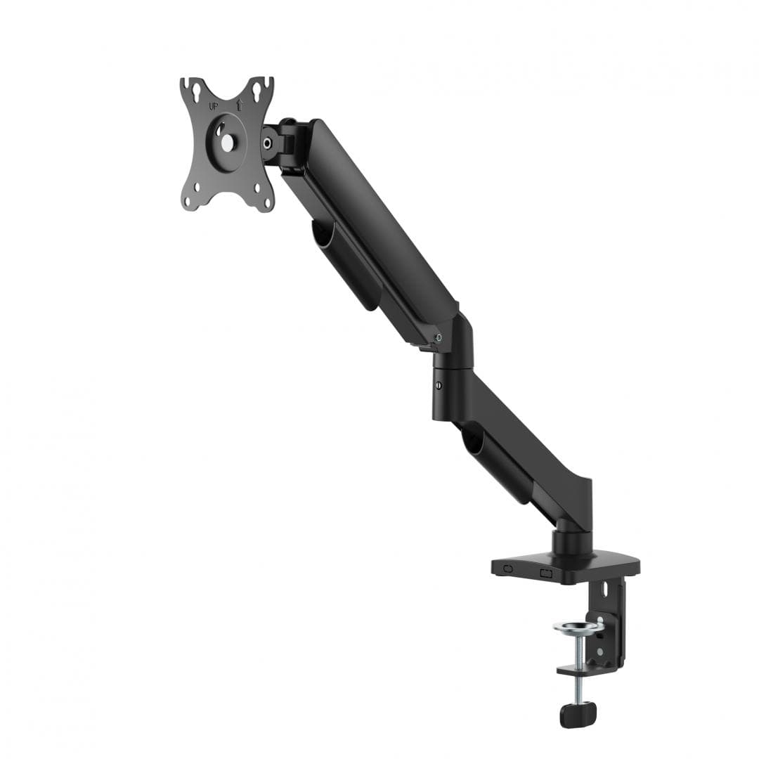 Braț pentru monitor cu contragreutate Material: Oțel, Plastic Tehnologie: Arc Suprafață finisaj : Vopsit electrostatic, Acoperire cu Pulbere Dimensiune compatibila ecran: 17"-32" Greutate maxima (pe ecran): 2~9 kg Compatibilitate VESA: 75x75, 100x100 Interval de inclinare : +90°-90° Interval de
