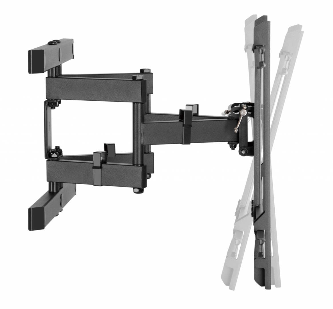 Suport TV de perete Serioux TV61-466, compatibilitate  dimensiune ecran: 37"-80", compatibilitate VESA: 200x200, 300x200, 400x200, 300x300, 400x300, 400x400, 600x400, greutate maximă suportata: 65kg, distanta fata de perete: 77~428mm, inclinare: +3°~-15°, pivotare:  +60°~-60°, nivel ecran: +3°~-3°