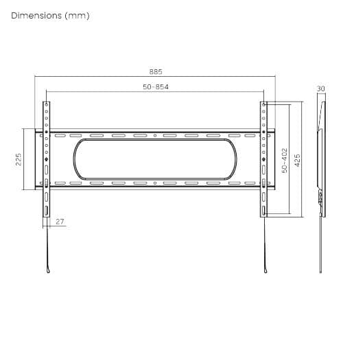 Suport TV de perete Serioux TV73-48F, compatibilitate  dimensiune ecran: 43"-90", compatibilitate VESA:50x50, 75x75, 100x100, 100x150, 150x100, 100x200, 200x100, 150x150, 200x200, 200x300, 300x200, 200x400, 400x200, 300x300, 300x400, 400x300, 600x200, 400x400, 600x300, 600x400, 700x400, 800x400