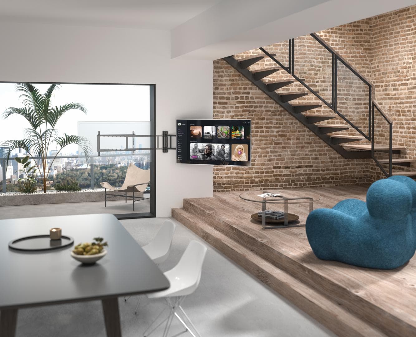 Suport TV Motorizat Serioux 32-75" 50kg compatibilitate dimensiune ecran 32"-75" VESA  200x200 - 600x400 greutate maxima suportata 50kg Profile Min.56mm Swivel 0°~+170°
