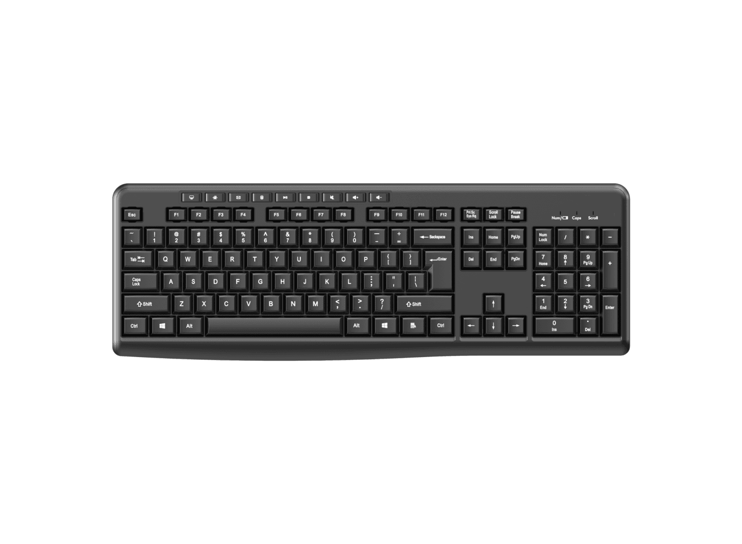 Tastatură wireless 2.4G SRXK-SKB706W, Tastatură: cu rând independent de taste multimedia, Mod Wireless: 2.4G, Număr taste: 104 + 9 taste rapide, Material: ABS, Culoare: Negru, Chipset: Huntersun, Tip interfață: USB,  Dimensiune: 442*152*25mm ; 440g, Baterie: 1*AAA (nu este inclusă)