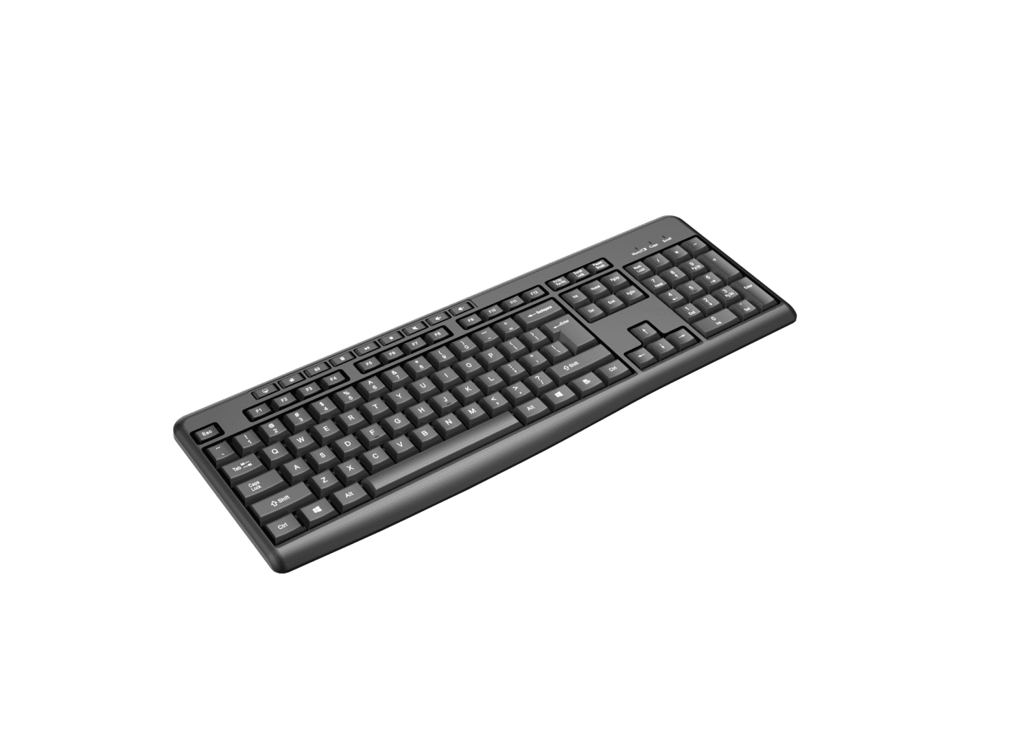Tastatură wireless 2.4G SRXK-SKB706W, Tastatură: cu rând independent de taste multimedia, Mod Wireless: 2.4G, Număr taste: 104 + 9 taste rapide, Material: ABS, Culoare: Negru, Chipset: Huntersun, Tip interfață: USB,  Dimensiune: 442*152*25mm ; 440g, Baterie: 1*AAA (nu este inclusă)