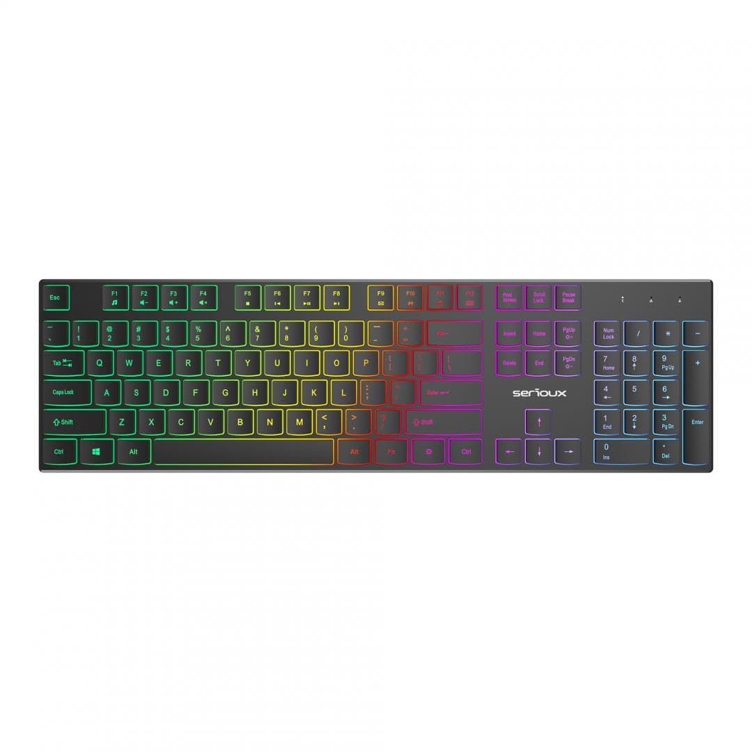 Tastatură office cu iluminare * Mod: USB cu fir * Număr tastă: 104 * Material: ABS * Culoare: Negru * Layout: SUA * Tip interfață: USB * Dimensiune: 438*126*26 mm * Compatibil cu Windows 2000/XP/Vista/Windows7/8/10/Mac