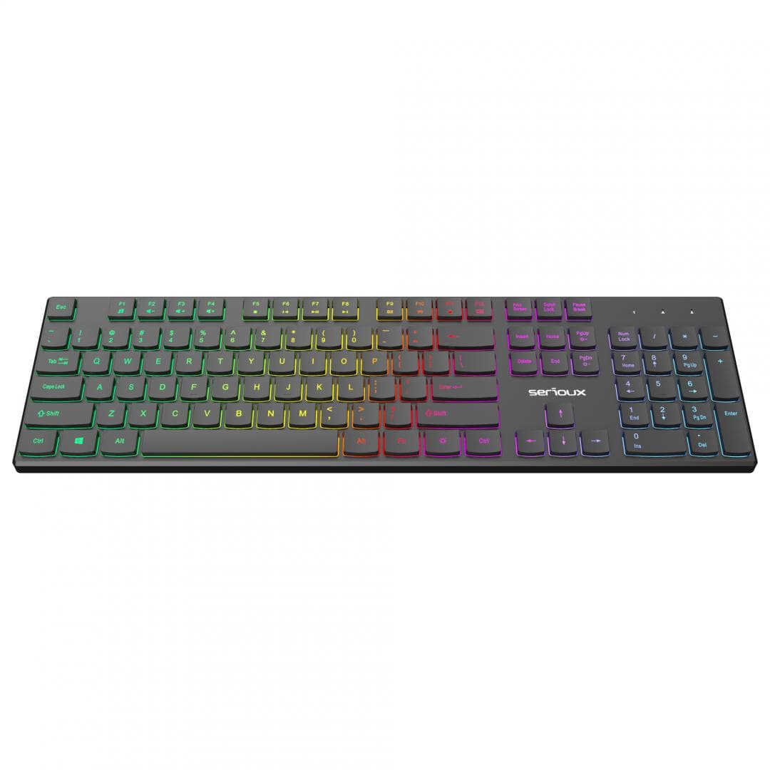 Tastatură office cu iluminare * Mod: USB cu fir * Număr tastă: 104 * Material: ABS * Culoare: Negru * Layout: SUA * Tip interfață: USB * Dimensiune: 438*126*26 mm * Compatibil cu Windows 2000/XP/Vista/Windows7/8/10/Mac