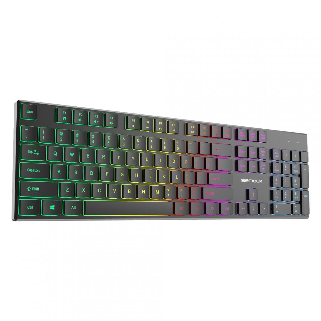 Tastatură office cu iluminare * Mod: USB cu fir * Număr tastă: 104 * Material: ABS * Culoare: Negru * Layout: SUA * Tip interfață: USB * Dimensiune: 438*126*26 mm * Compatibil cu Windows 2000/XP/Vista/Windows7/8/10/Mac