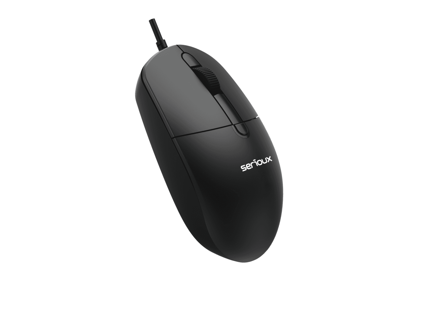 Kit Serioux cu fir, Tastatura: interfata USB, 104 taste, material ABS, US layout, lungime cablu 1.5m PVC,  dimensiuni 440*159*25mm, negru, Mouse: interfata USB, 4 butoane, polling rate 125 Hz, rezolutie DPI 1000, lungime cablu 1.5m PVC, dimensiuni 109*61*37mm, negru