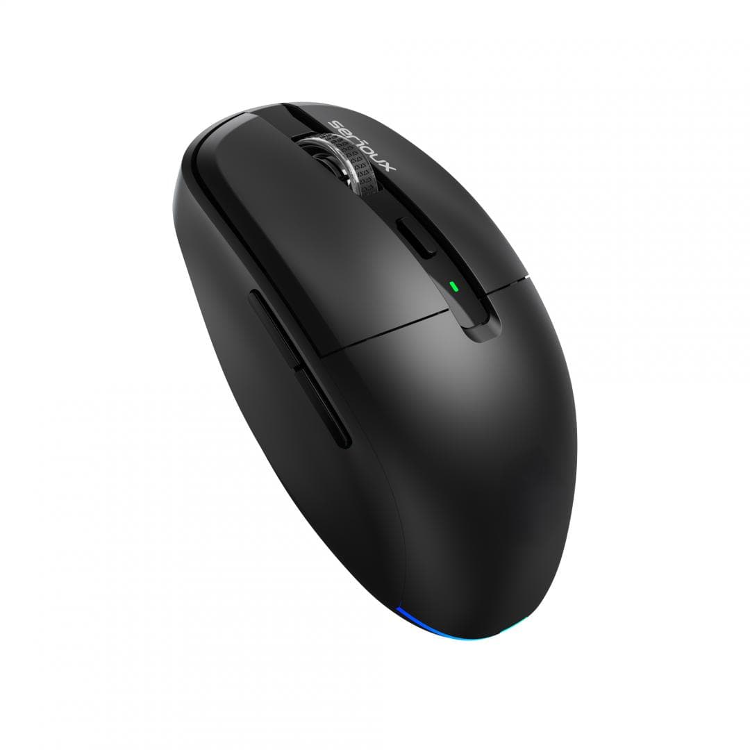 Mouse wireless AirFlow 2.4G+BT cu mod dual, cu receptor dual USB-A +USB-C; LED frontal  Mod: 2.4G + Bluetooth  Număr cheie: 6  Material: ABS  Culoare: Negru complet  DPI: 800-1200-1600  Comutator: Clic silențios pentru butonul L-R  Interfață: Receptor dual USB-A + TYPE-C  Baterie: Baterie litiu de