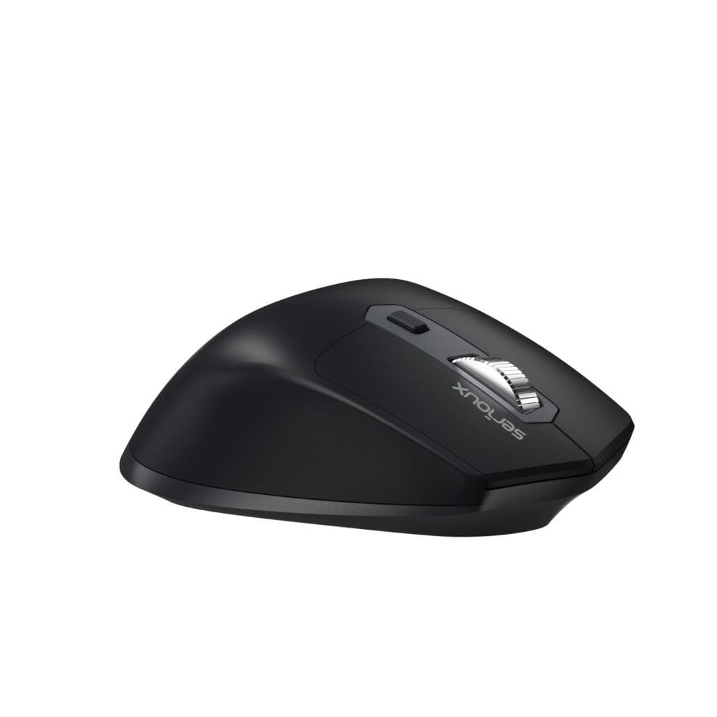 Mouse Serioux Apex 166 Wireless reincarcabil USB-C, Negru, senzor: Optic, DPI: 800/ 1200/1600/ 2400, conexiune: Dongle USB 2,4 GHz, banda de frecventa: 2,4 GHz, click silentios, design ergonomic, baterie integrată litiu de 500 mAh, cerințe OS: Win, Mac, Vista