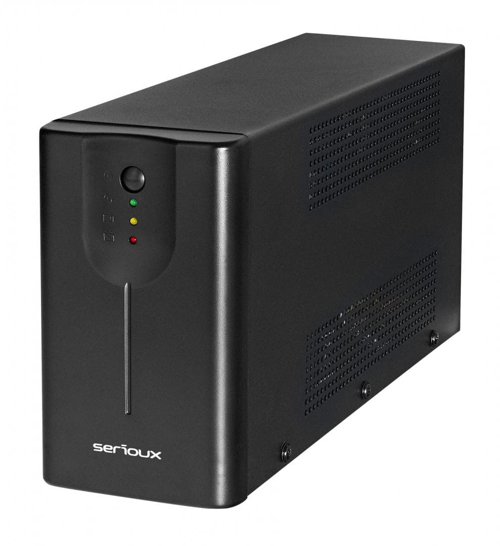 UPS Serioux Line Interactive 1500LI, Led, capacitate 1500VA/900W, 4 prize Schuko , baterie 12 V / 8.0 Ah × 2, timp mediu de functionare pe baterii 8 min - 50% sarcina, management USB/RJ45, software inclus