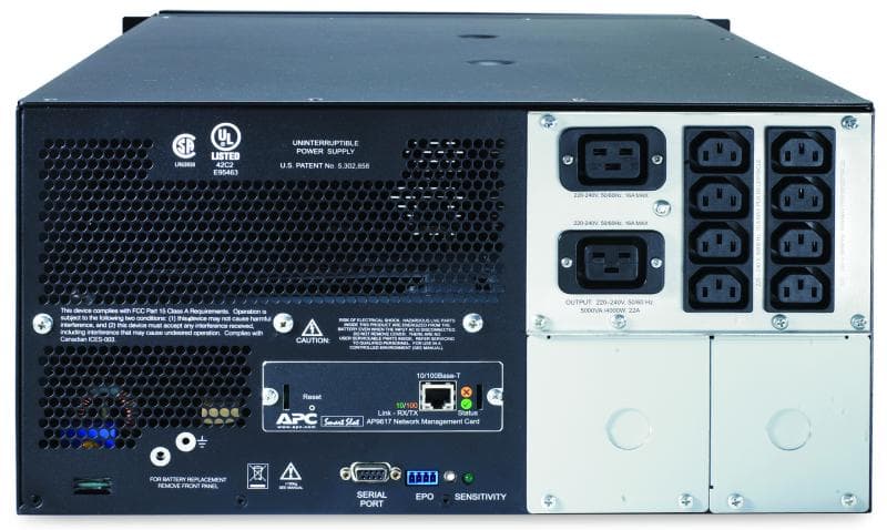 UPS APC Smart-UPS SUA line-interactive 5000VA / 4000W 8 conectori C13 2conectori C19 rackabil 5U/tower, baterie RBC55, optional exti nderegarantie cu 1/3 ani (WBEXTWAR1YR-SP-05/WBEXTWAR3YR-SP-05)