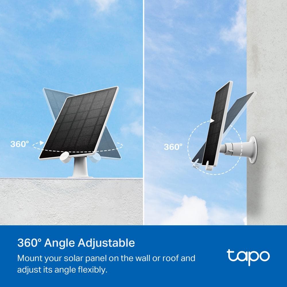 TP-LINK PANOU SOLAR PENTRU CAMERE TAPO TAPO A200, Captează energie solară și oferă alimentare non-stop pentru camerele Tapo care funcționează cu acumulatori (Tapo C420 și Tapo C400).Putere de încărcare de până la 4.5 W, , 237.96 x 174.85 x 17.5mm, Port de încărcare micro USB