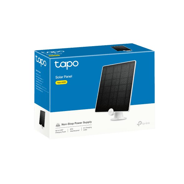 TP-LINK PANOU SOLAR PENTRU CAMERE TAPO TAPO A200, Captează energie solară și oferă alimentare non-stop pentru camerele Tapo care funcționează cu acumulatori (Tapo C420 și Tapo C400).Putere de încărcare de până la 4.5 W, , 237.96 x 174.85 x 17.5mm, Port de încărcare micro USB