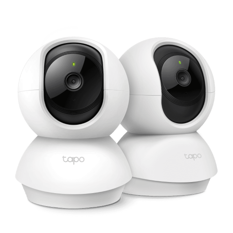 Pan/Tilt Home Security Wi-Fi Camera, 2-Pack SPEC: 1080p, 2.4 GHz, Horizontal 360º FEATURE: Pan/Tilt, Motion Detection and Notifications, Sound and Light Alarm, Remote Control, Two-Way Audio, Voice Control (Works with Google Assistant and Alexa), Local Storage through microSD Card (Up to 512 GB)