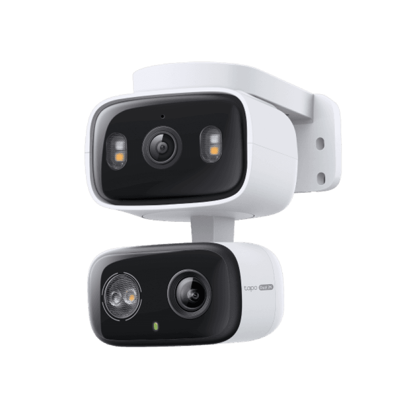 Camera Dual Lens Indoor/Outdoor TP-Link, senzor 1/2.8" Progressive Scan CMOS Starlight Sensor, lentile fixe: Focal Length: 2.8 mm, Aperture: F1.6, lentile PT: Focal Length: 6.0 mm, Aperture: F1.6, night vision 850 nm IR LED (40 ft / 12 m), rezolutie maxima 2304 × 1296 px, frame rate 15 fps, zoom