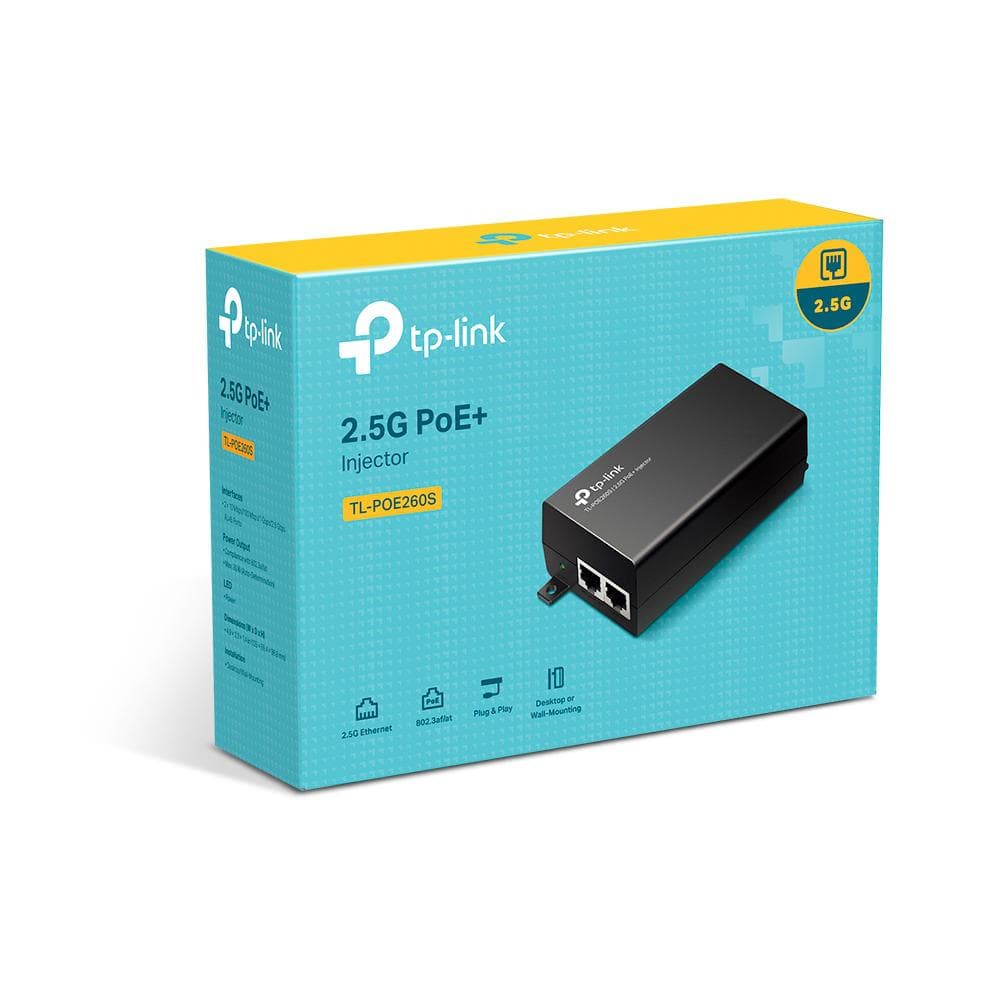 "2.5G PoE+ Injector Adapter PORT: 1× 2.5G PoE Port, 1× 2.5G Non-PoE Port SPEC: 802.3at/af Compliant, Data and Power Carried over The Same Cable Up to 100 Meters, Plastic Case, Pocket Size"
