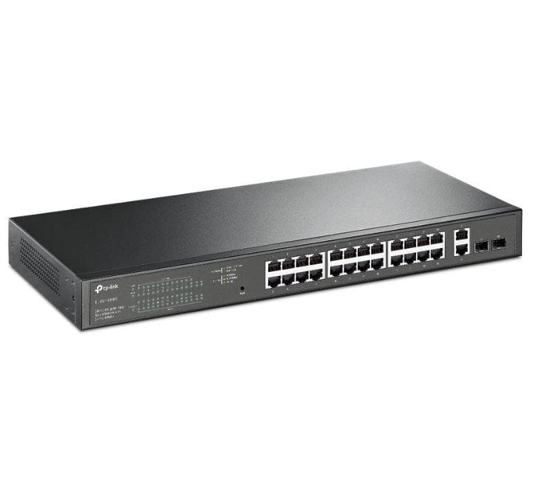 "28-Port Gigabit Easy Smart Switch with 24-Port PoE+ PORT: 24× Gigabit PoE+ Ports, 2× Gigabit Non-PoE Ports, 2×  Gigabit SFP Slots SPEC: 802.3at/af, 250 W PoE Power, 1U 19-inch Rack-mountable Steel Case FEATURE: PoE Auto Recovery, MTU/Port/Tag-based VLAN, QoS, IGMP Snooping, Web/Utility Management