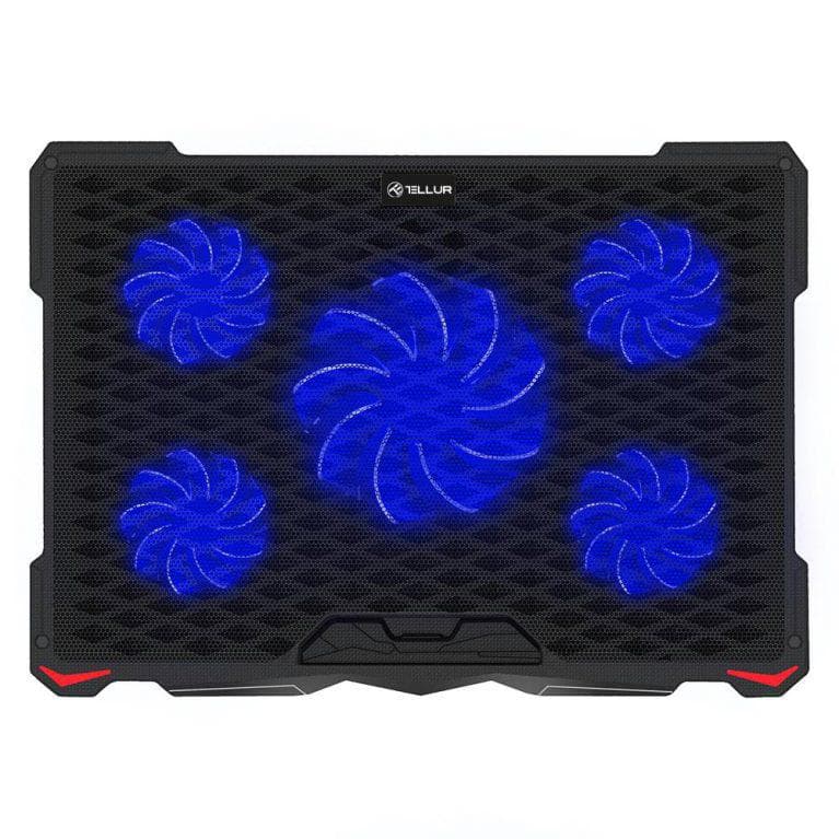 Cooling pad Tellur Basic, 17", 5 ventilatoare, LED, 2USB, Negru