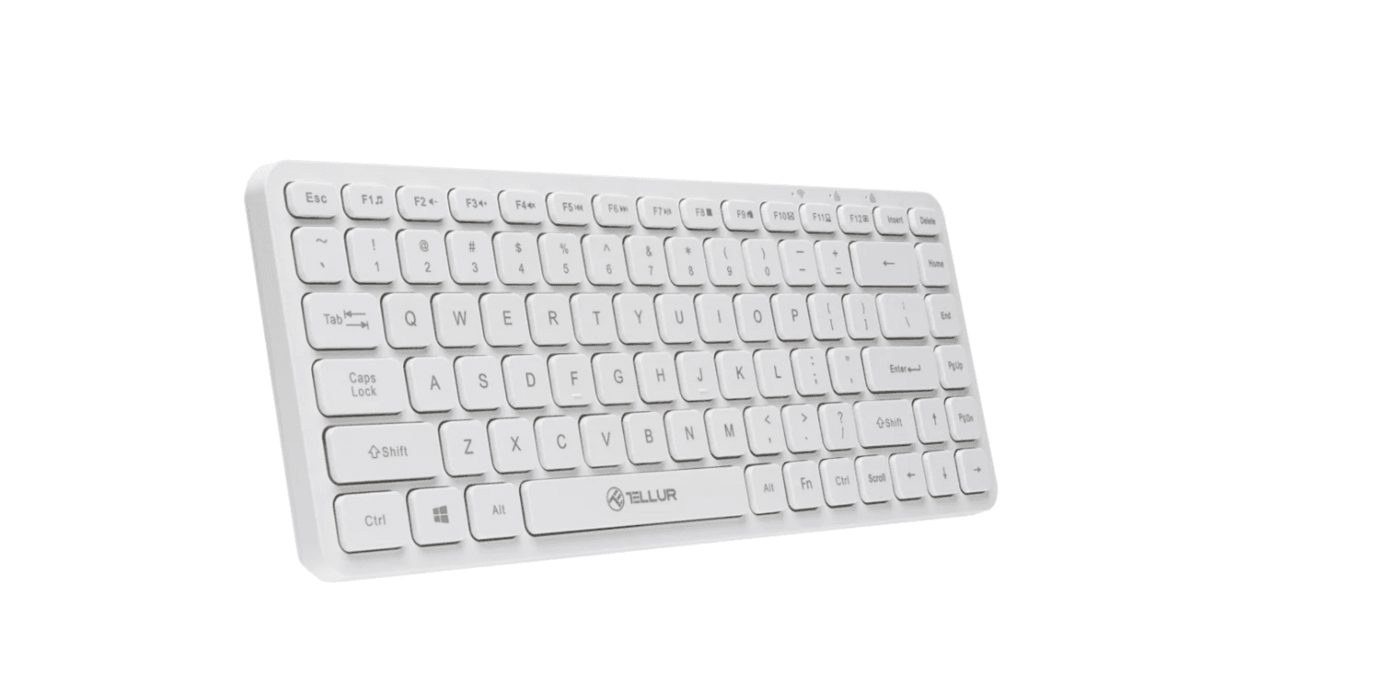 Tastatura wireless Tellur mini, numar tasete 84, dinmensiune 430 x 123 x 15 mm, alb