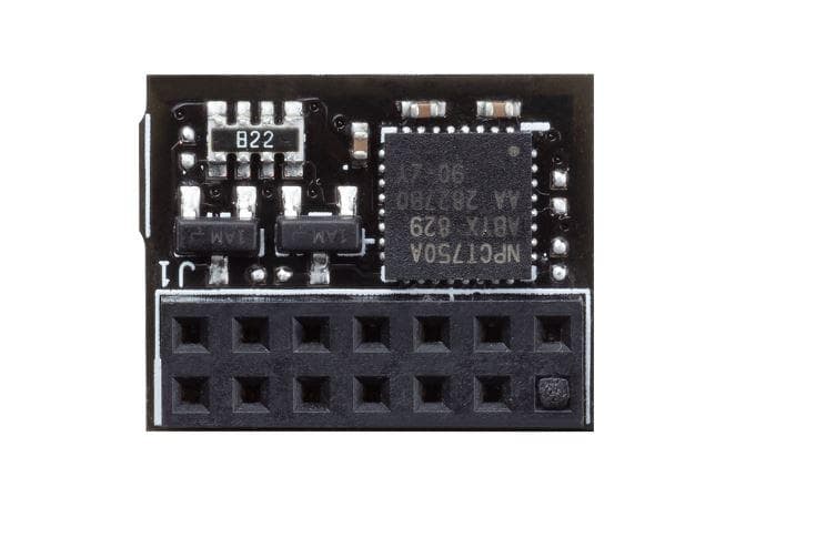 ASUS TPM-SPI Securely Sore Key Windows 11  Improve your Computer's Security The TPM-SPI card securely store keys, digital certificates, passwords, and data. It helps enhance the network security, protects digital identities, and ensures platform integrity. Designed with 14-1 pin and SPI interface