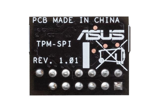 ASUS TPM-SPI Securely Sore Key Windows 11  Improve your Computer's Security The TPM-SPI card securely store keys, digital certificates, passwords, and data. It helps enhance the network security, protects digital identities, and ensures platform integrity. Designed with 14-1 pin and SPI interface